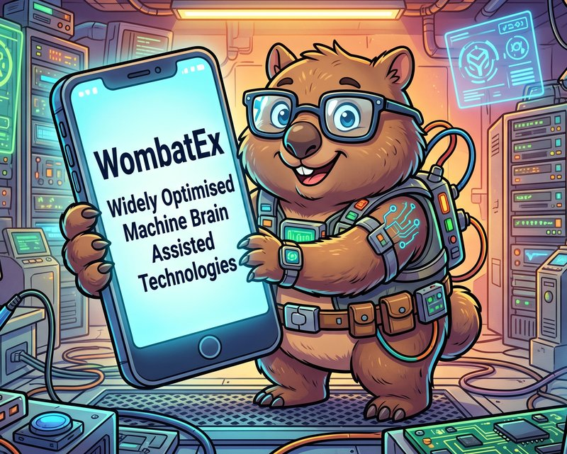 Wombat holding a phone